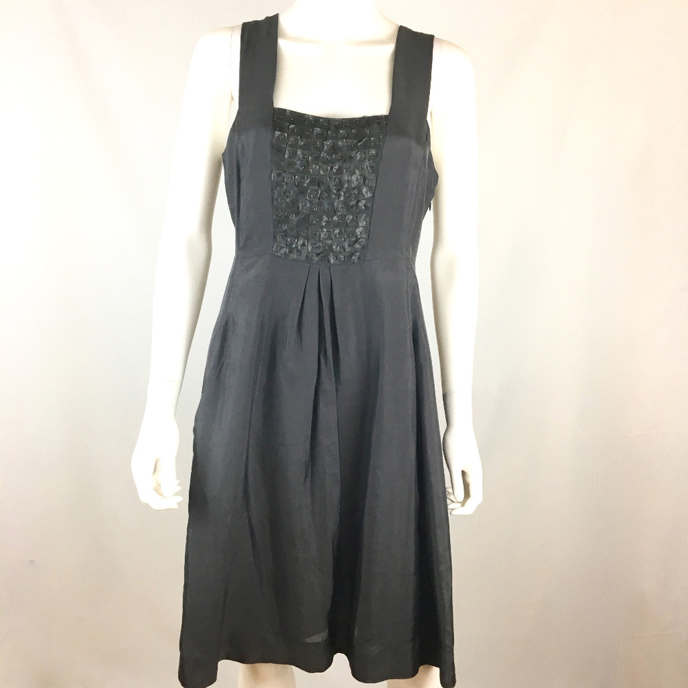Eileen-Fisher Sleeveless Silk Dress Beads Gray